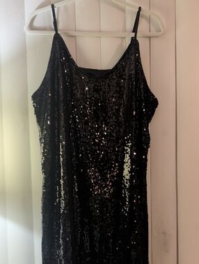 Allegra K Black Sequin Dress xL, NWT